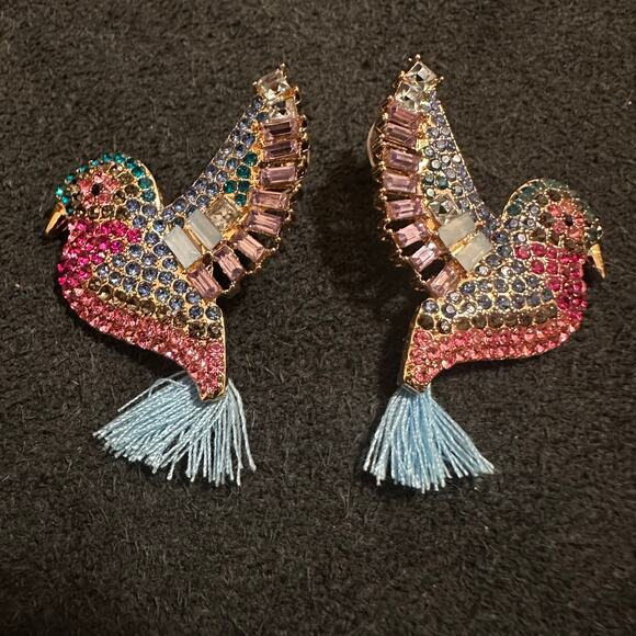 Humming Bird Glam Glitzy Tropical Island Earrings - Picture 6 of 6